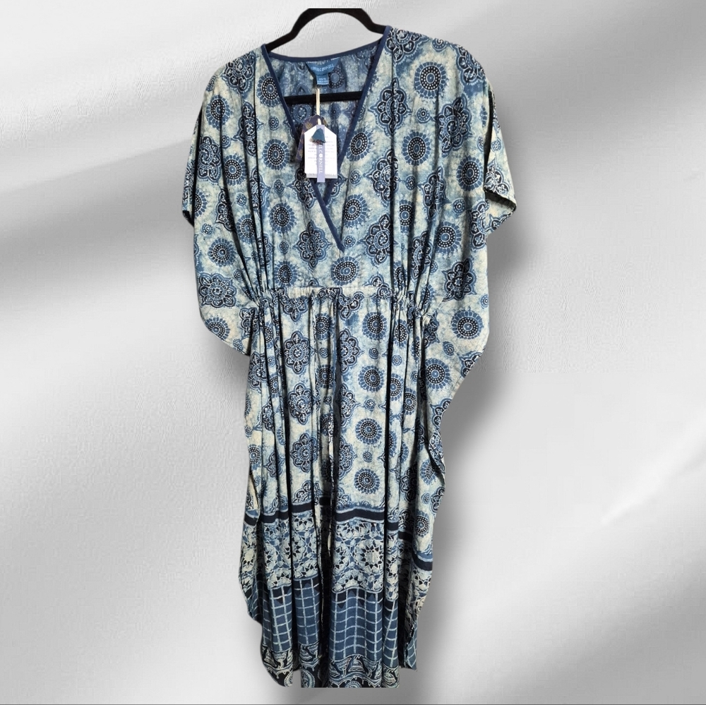 Blue Printed Boho Midi Dress